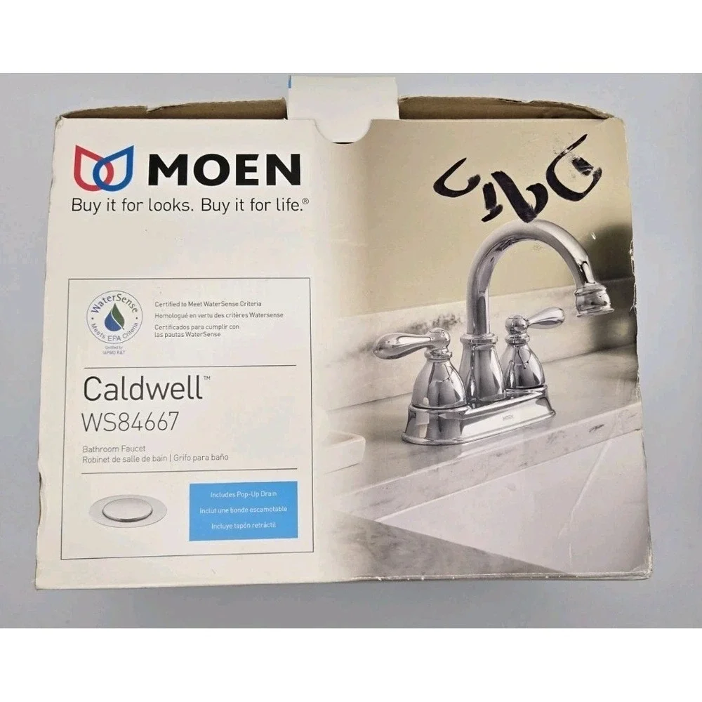 Moen Caldwell WS84667 Chrome 2 Handle Bathroom Faucet Open Box Complete?